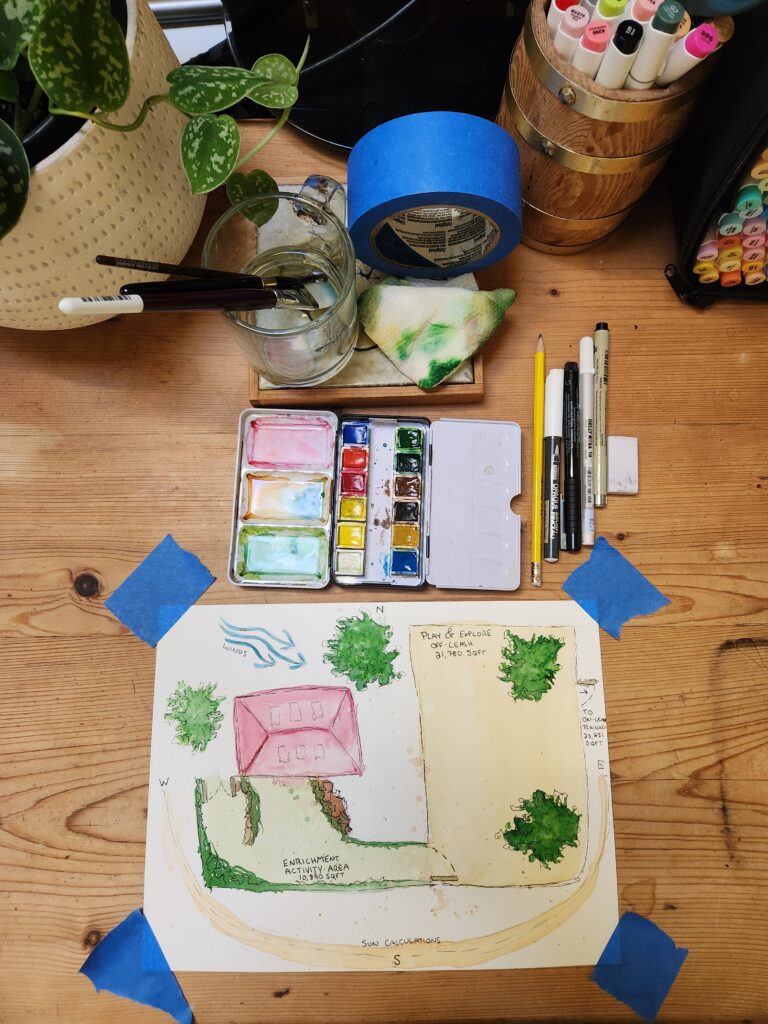 watercolour site plan interior design enrichment park sketch